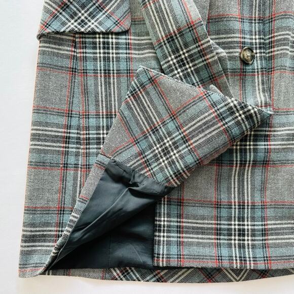 AMUR Dalton Vest Dress Size Small Grey Tartan Plaid Belted Convertible - Picture 9 of 13